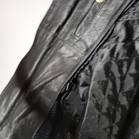 Vintage Barney’s Leather Men’s Black Moto Jacket Size 50 Biker Leather Grunge - Picture 13 of 16